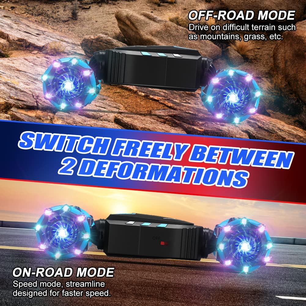 LED drift car with off-road and on-road modes