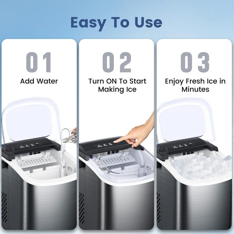 Easy to use ice maker with water and ice full indicators