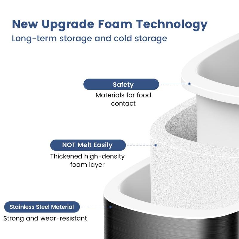 Ice maker with foam technology for long-term cold storage