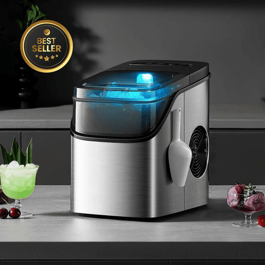 Portable ice maker with stainless steel design